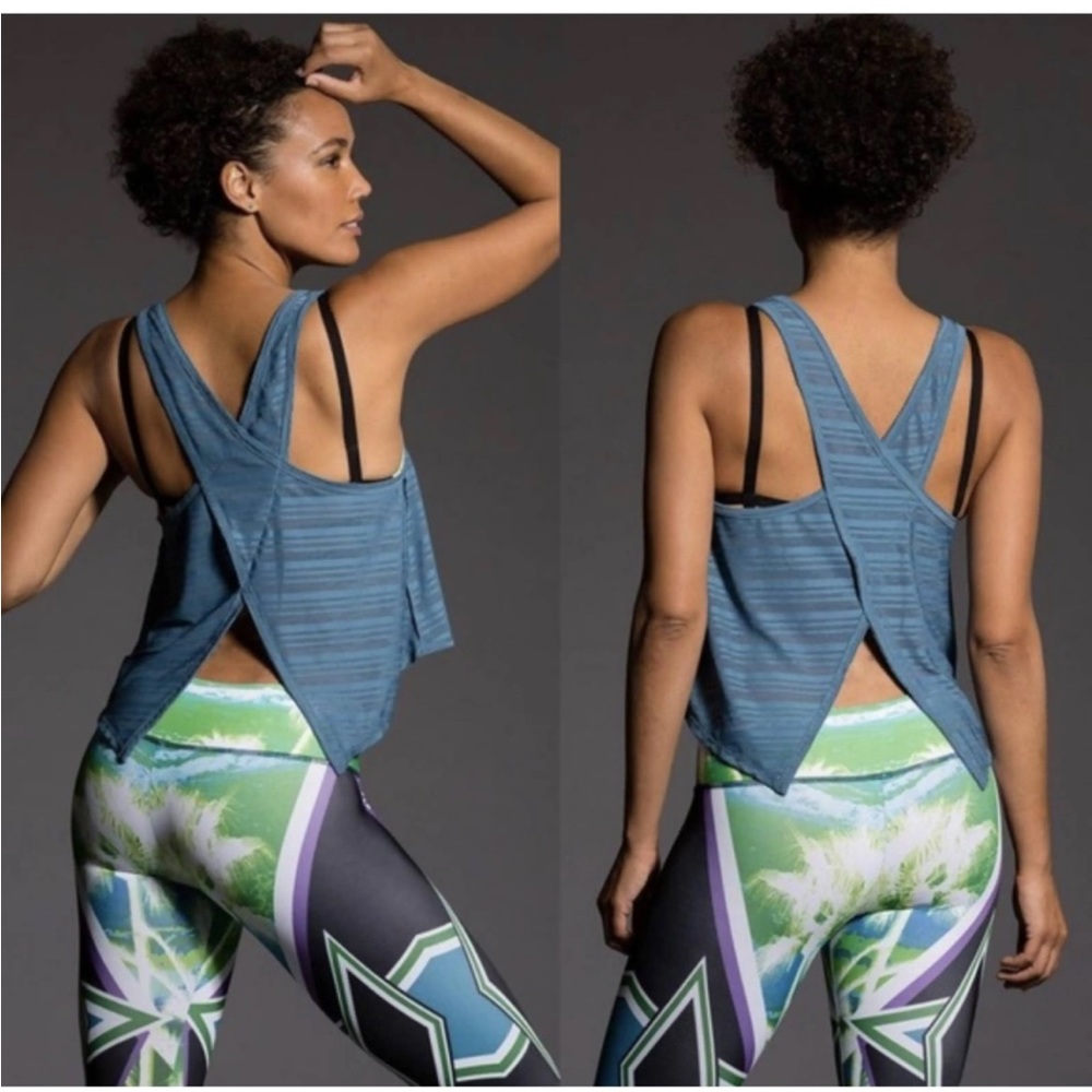 Onzie Hot Yoga Cross Back Tank Top 3004 Blue